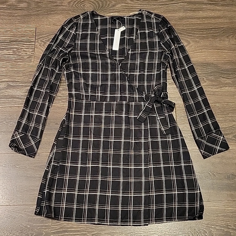 ❤️ NWT! SANCTUARY UPBEAT PLAID WRAP DRESS, 8 - Picture 3 of 15